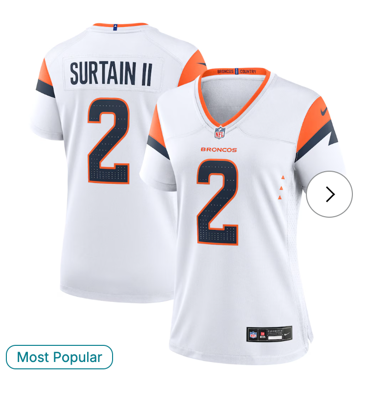 Patrick Surtain II Denver Broncos NK Women's Mile High Collection Game Jersey - White
