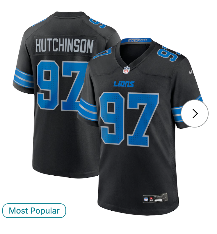 Aidan Hutchinson Detroit Lions NK 2nd Alternate Game Jersey - Black