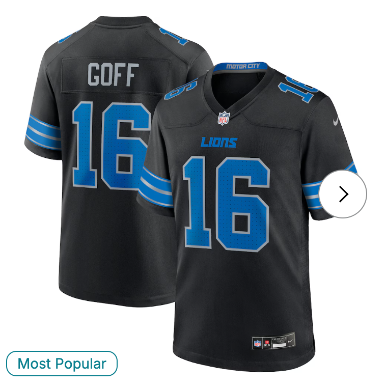 Jared Goff Detroit Lions NK 2nd Alternate Game Jersey - Black