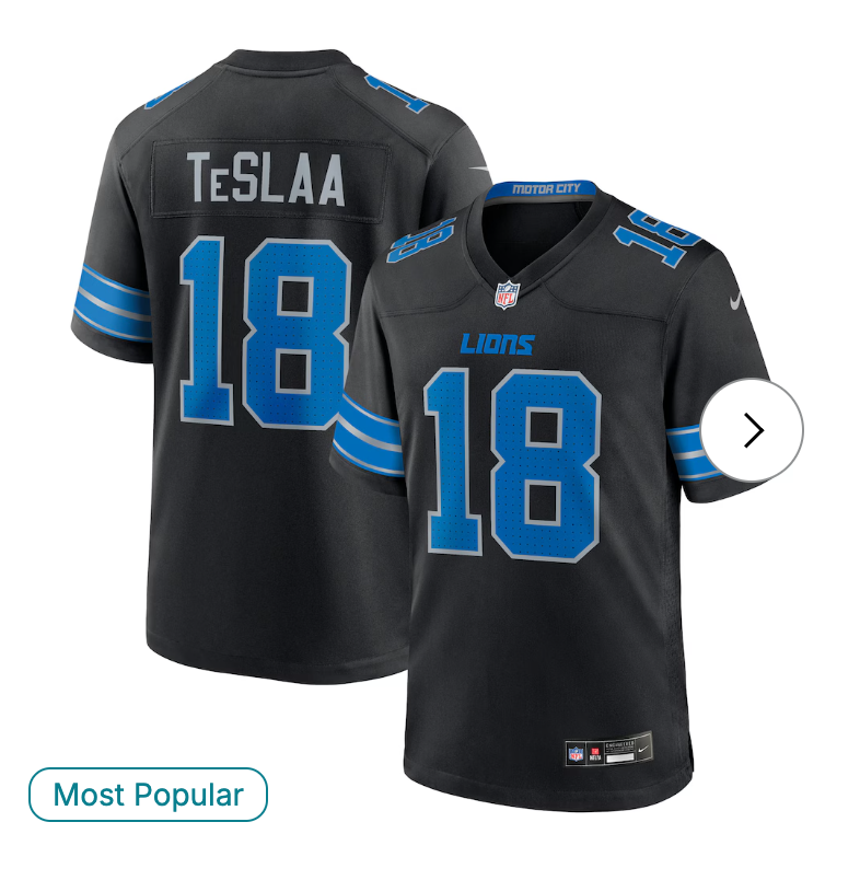 Isaac TeSlaa Detroit Lions NK Alternate Game Player Jersey - Black