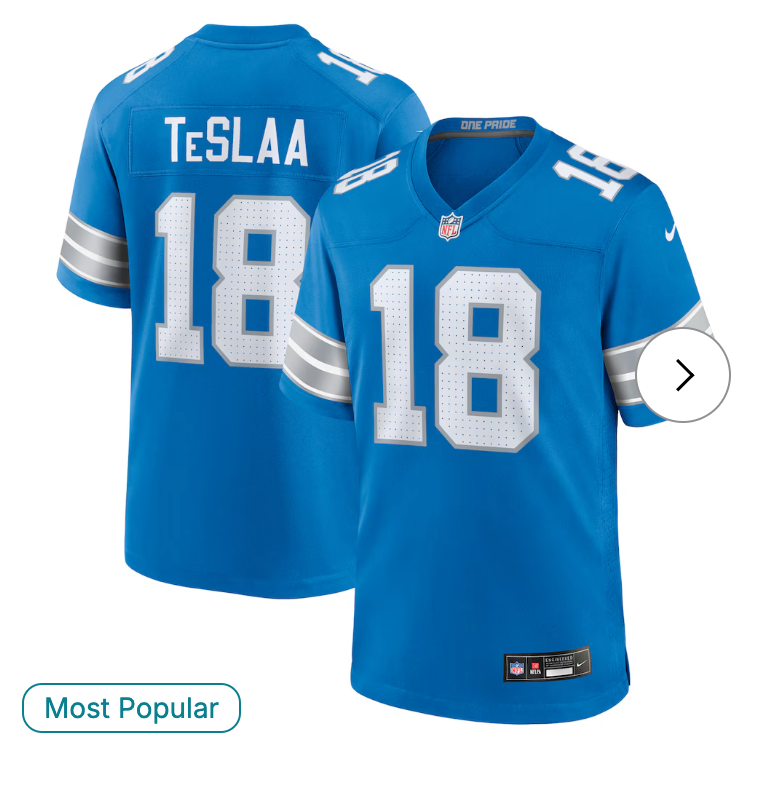 Isaac TeSlaa Detroit Lions NK Game Player Jersey - Blue