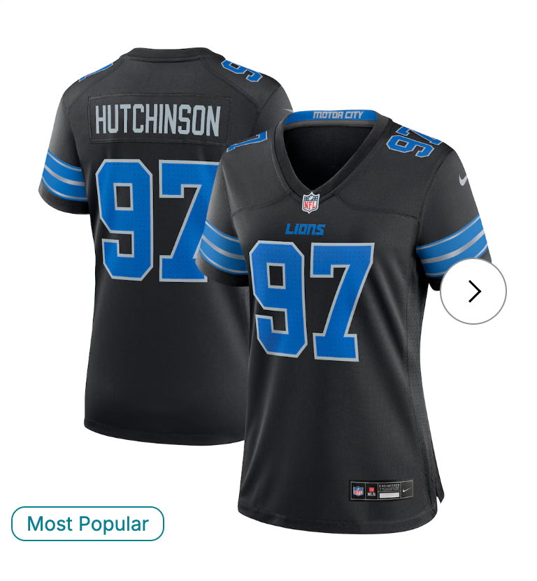 Aidan Hutchinson Detroit Lions NK Women's 2nd Alternate Game Jersey - Black
