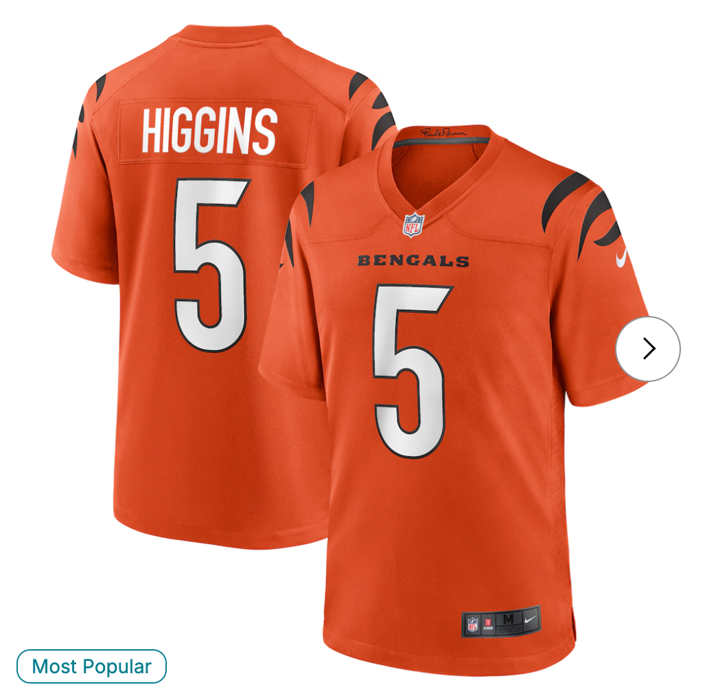 Tee Higgins Cincinnati Bengals NK Alternate Game Jersey - Orange