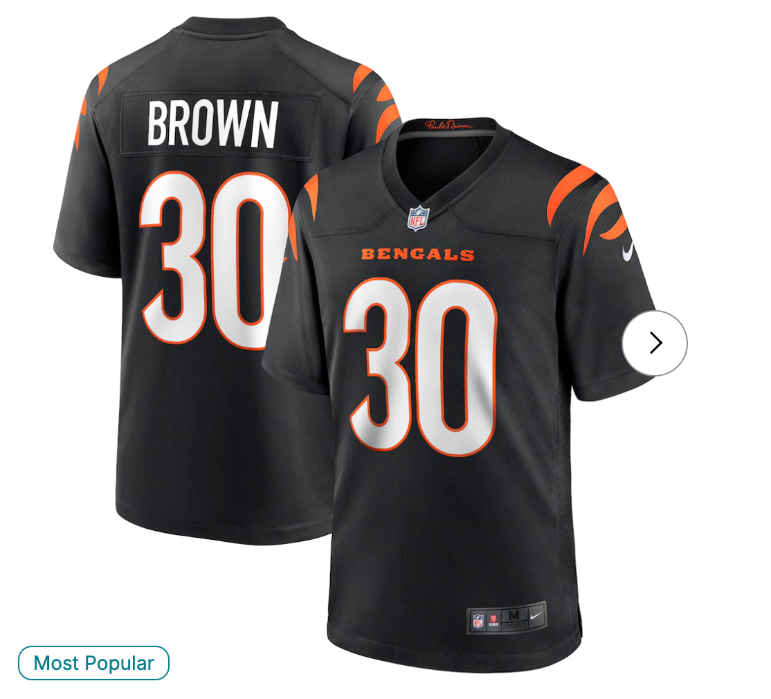Chase Brown Cincinnati Bengals NK Team Game Jersey - Black