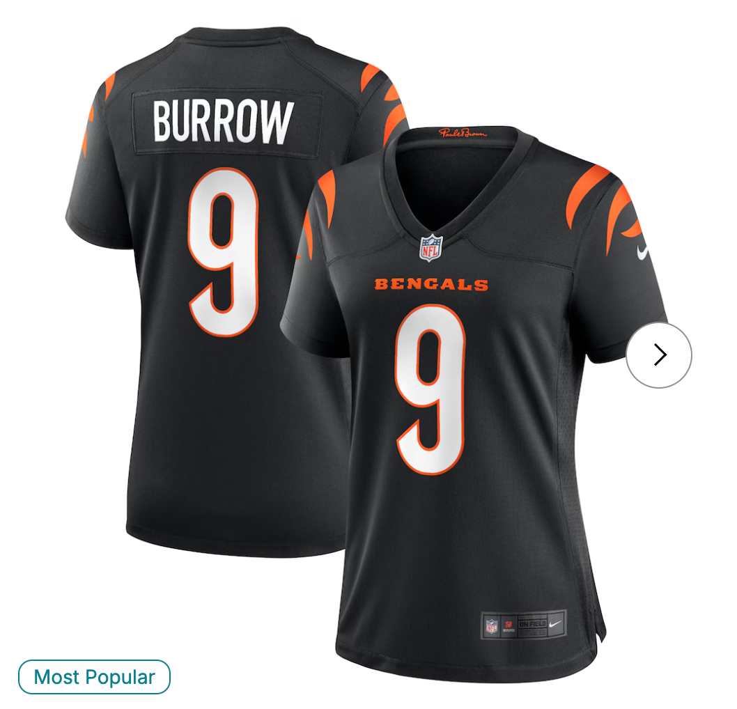 Joe Burrow Cincinnati Bengals Women's NK Player Game Jersey - Black