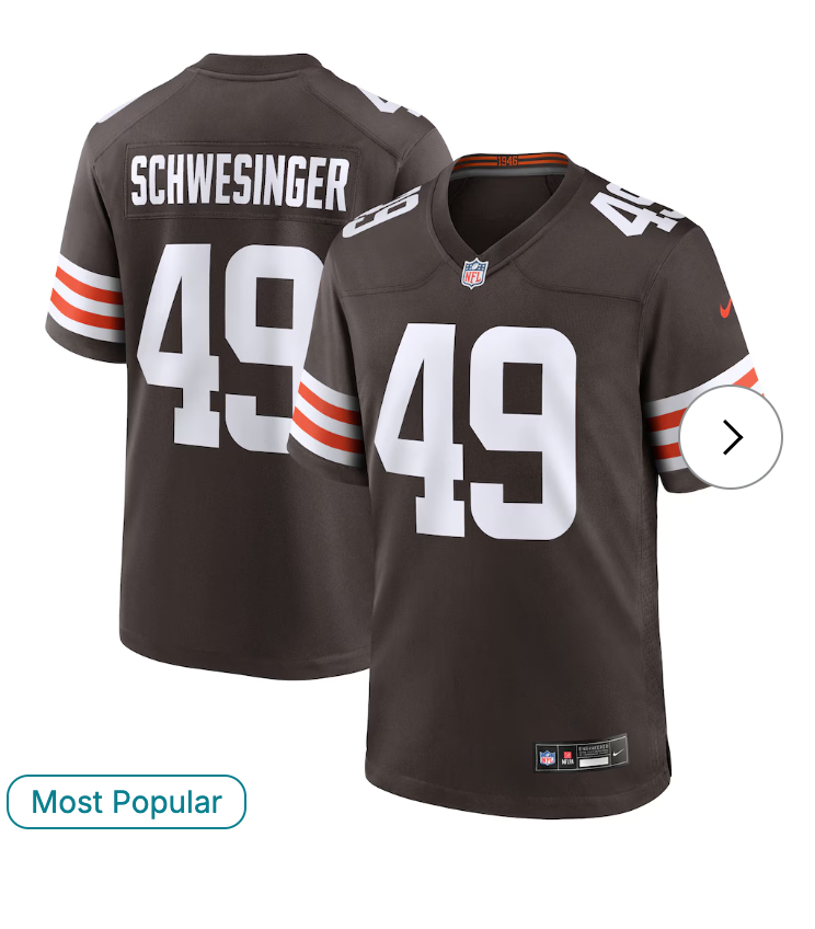 Carson Schwesinger Cleveland Browns NK 2025 NFL Draft Game Jersey - Brown