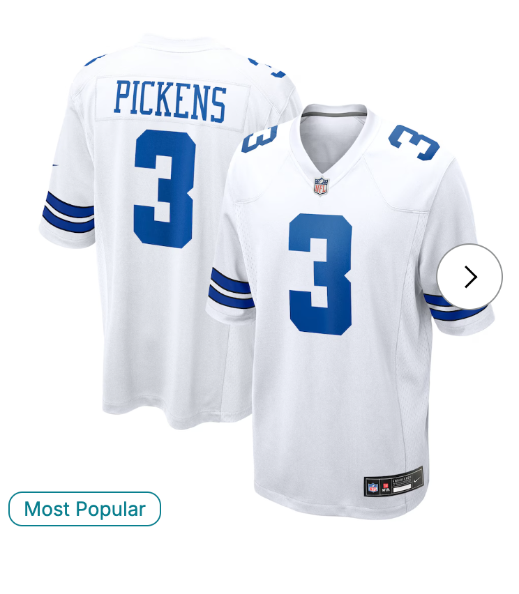 George Pickens Dallas Cowboys NK Game Jersey - White