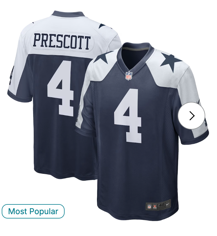 Dak Prescott Dallas Cowboys Nike Alternate Game Team Jersey - Navy