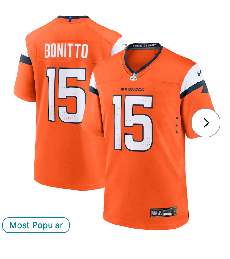 Nik Bonitto Denver Broncos NK Team Game Jersey - Orange