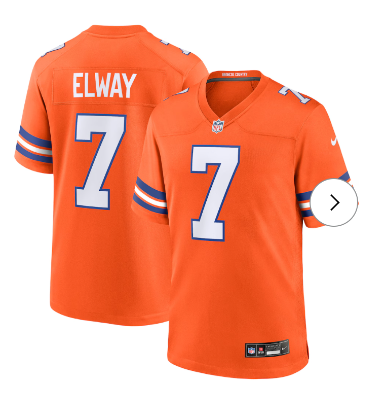 John Elway Denver Broncos NK Mile High Collection 1977 Throwback Retired Player Game Jersey - Orange