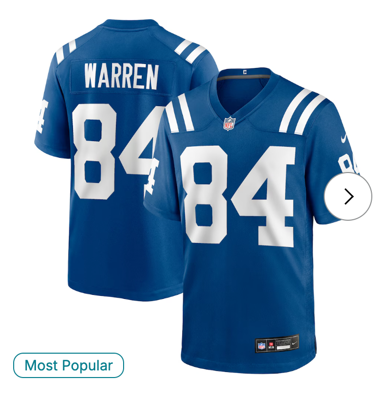 Tyler Warren Indianapolis Colts Nike 2025 NFL Draft First Round Pick Game Jersey - Royal