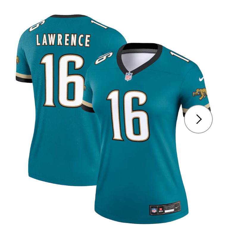 Trevor Lawrence Jacksonville Jaguars Nike Women's Alternate Legend Player Performance Top - Prowler Throwback Teal