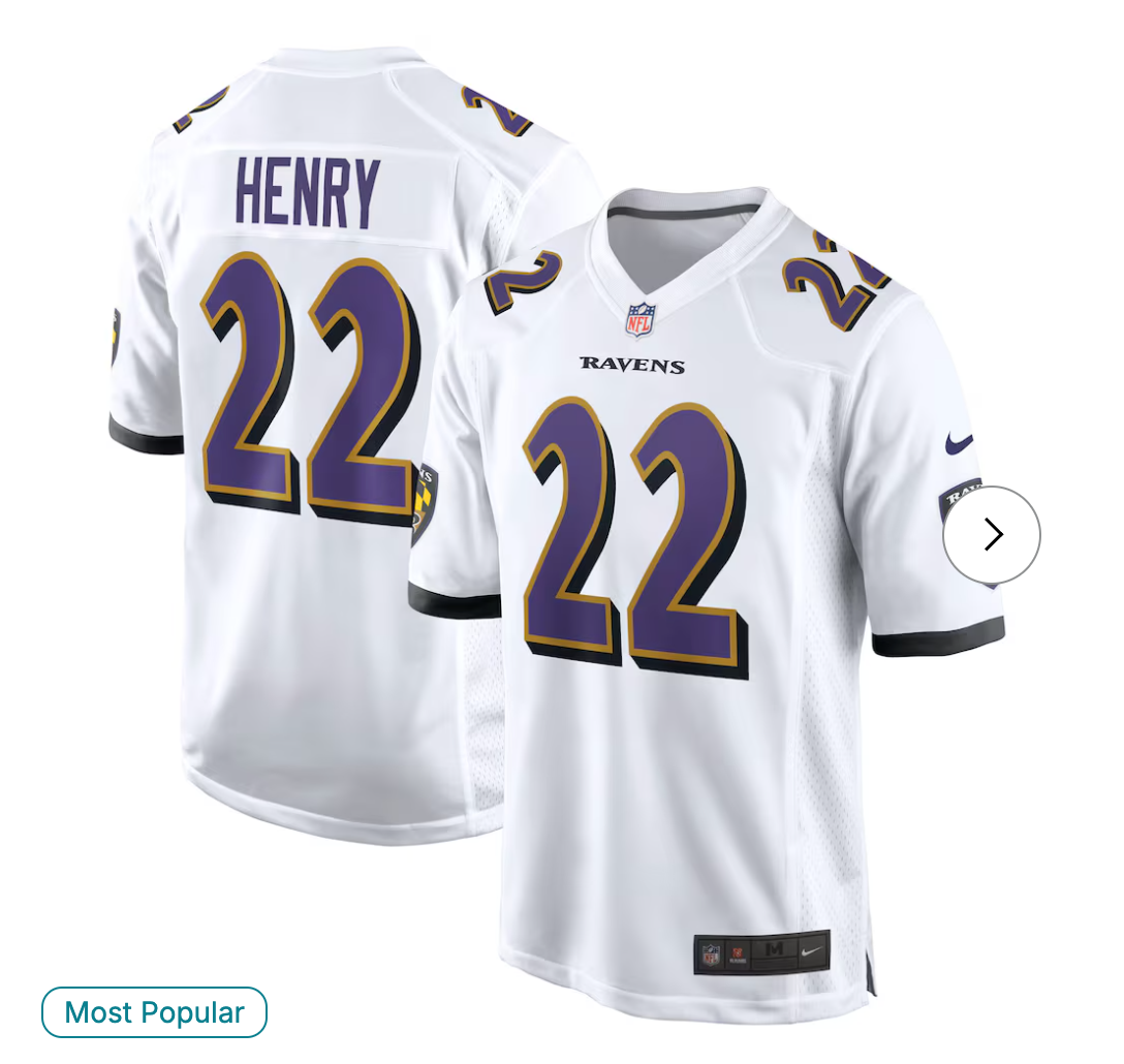 Derrick Henry Baltimore Ravens NK White Game Jersey - White