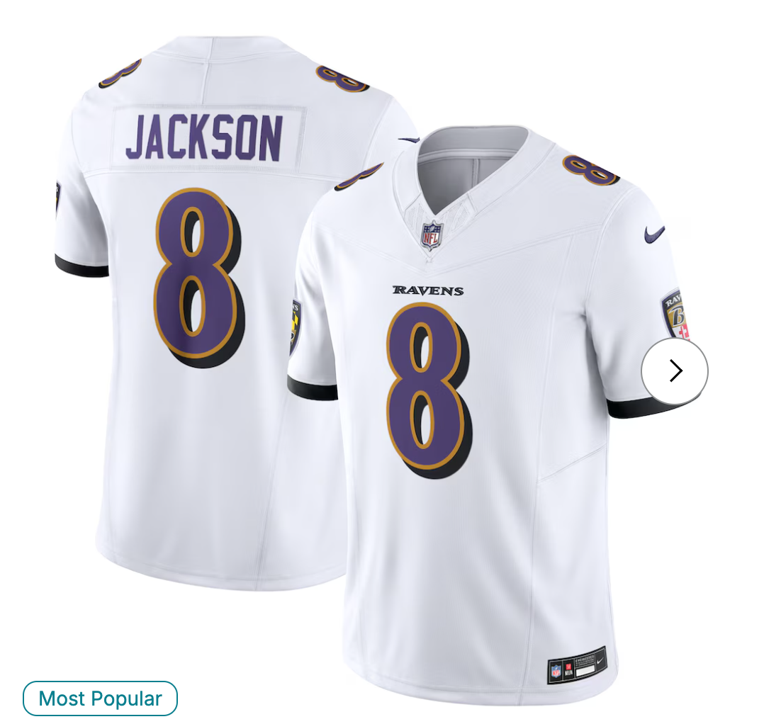 Lamar Jackson Baltimore Ravens NK Vapor F.U.S.E. Limited Jersey - White