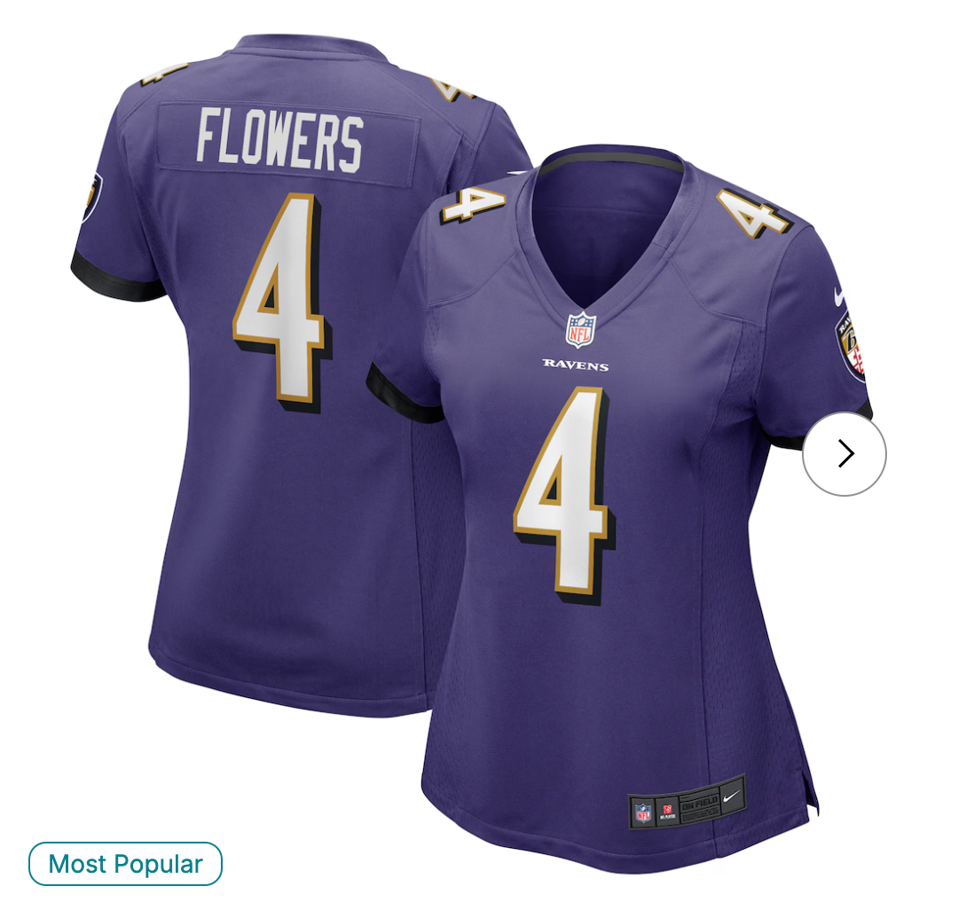 Zay Flowers Baltimore Ravens NK Women's Team Game Jersey - Purple