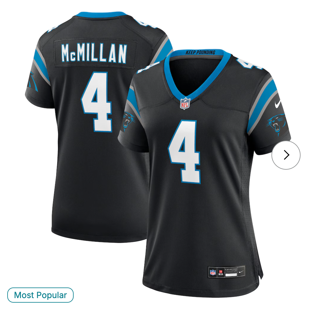 Tetairoa McMillan Carolina Panthers NK Women's Team Game Jersey - Black