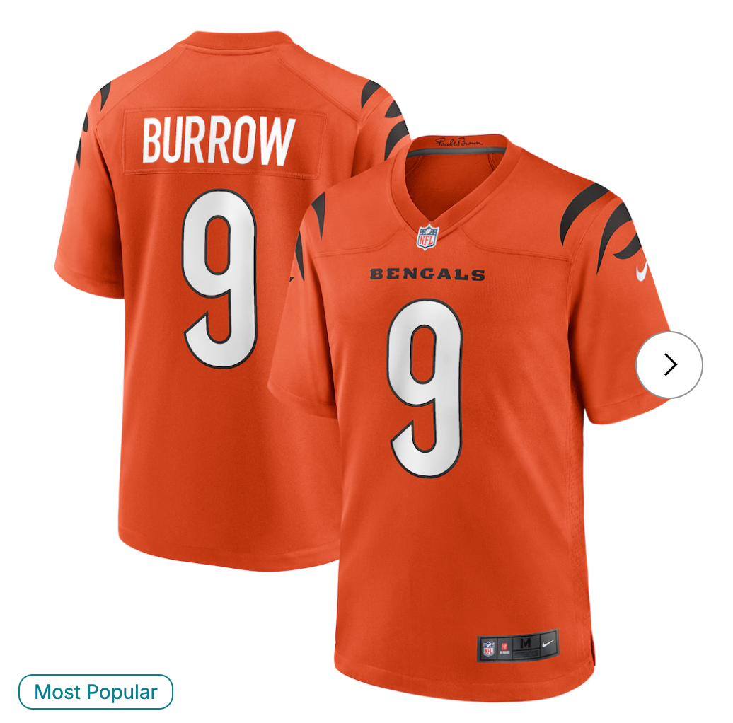 Joe Burrow Cincinnati Bengals NK Alternate Game Jersey - Orange