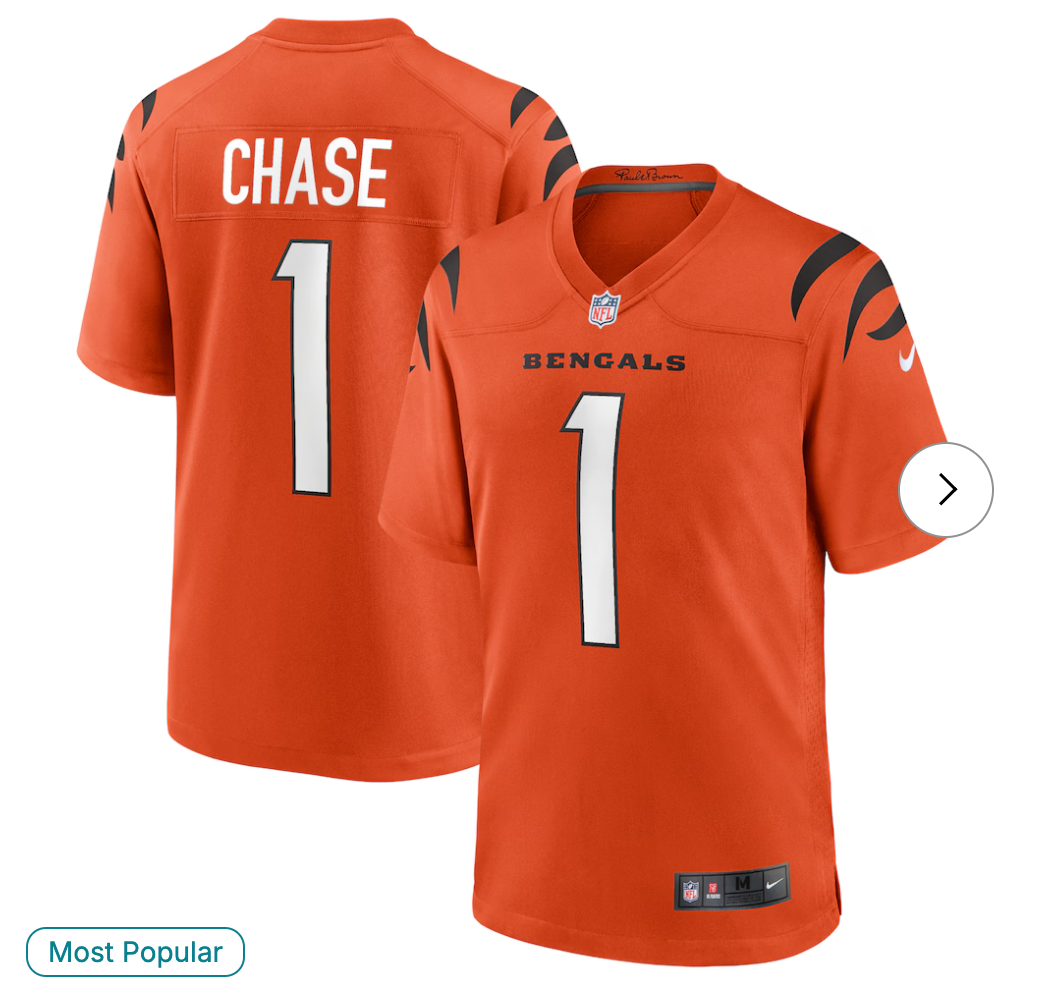 Ja'Marr Chase Cincinnati Bengals NK Alternate Game Jersey - Orange