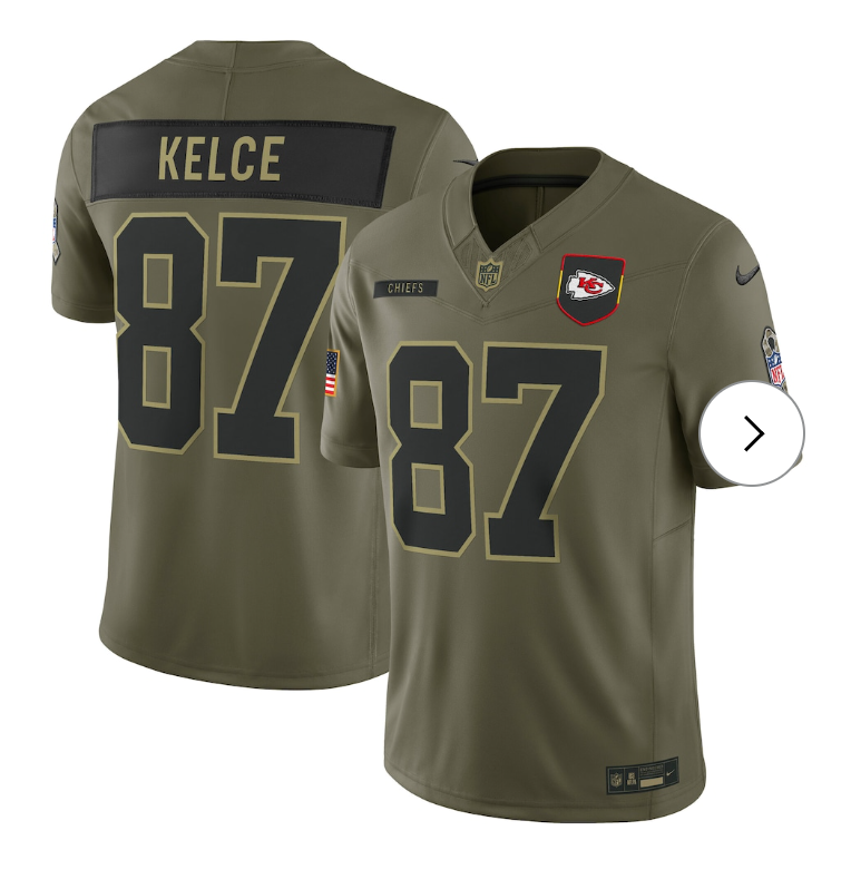 Travis Kelce Kansas City Chiefs Nike 2025 Salute to Service Limited Jersey - Olive