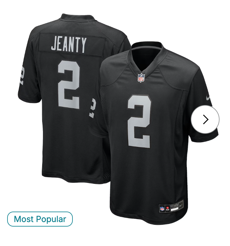 Ashton Jeanty Las Vegas Raiders Nike 2025 NFL Draft First Round Pick Game Jersey - Black
