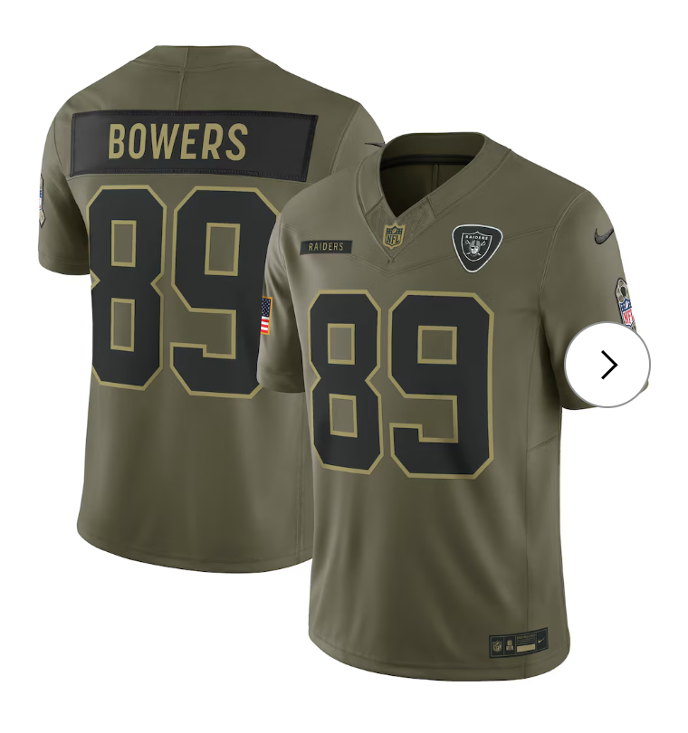 Brock Bowers Las Vegas Raiders Nike 2025 Salute to Service Limited Jersey - Olive