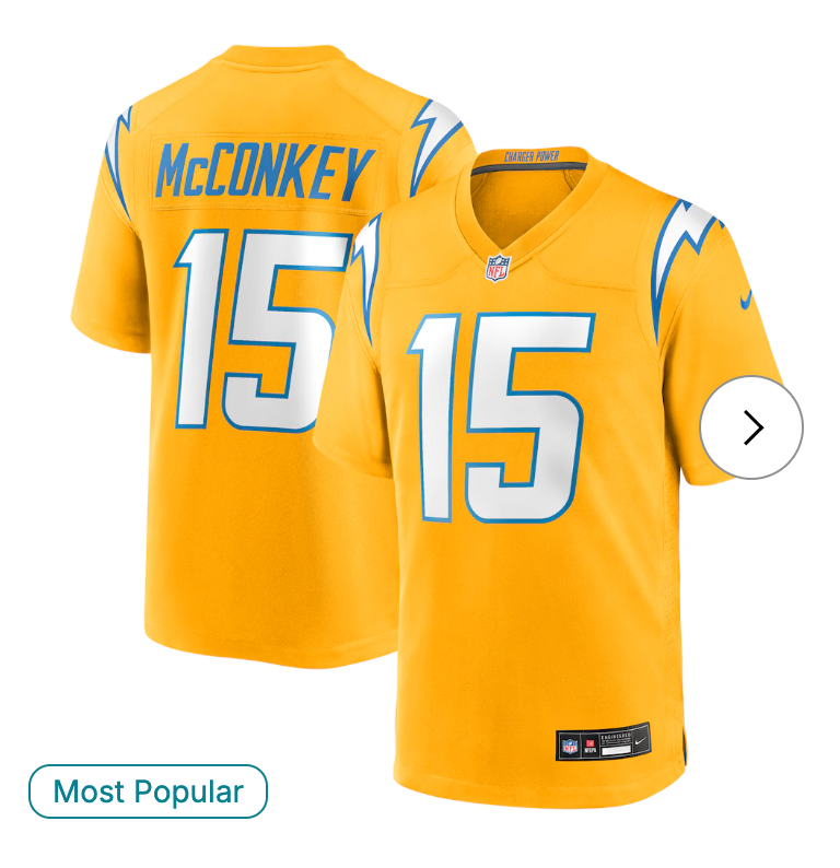 Ladd McConkey Los Angeles Chargers Nike Alternate Charger Power Game Player Jersey - Gold