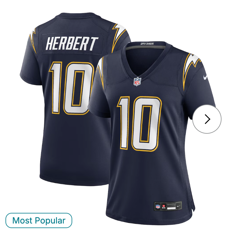 Justin Herbert Los Angeles Chargers Nike Women's Alternate Super Chargers Game Jersey - Navy