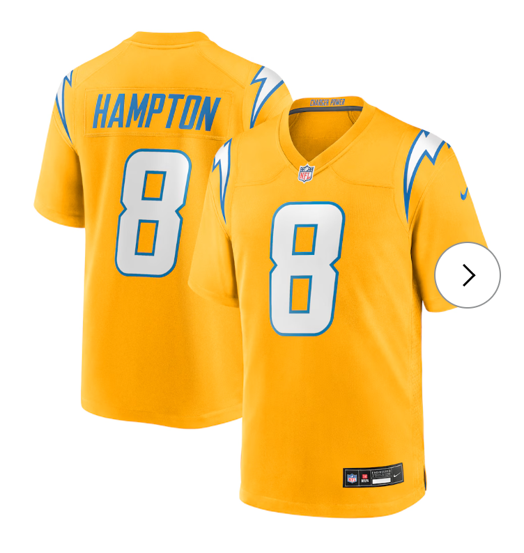 Omarion Hampton Los Angeles Chargers Nike Alternate Charger Power Game Player Jersey - Gold