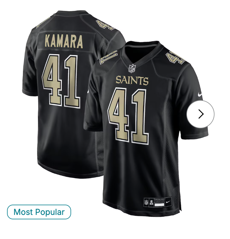 Alvin Kamara New Orleans Saints Nike Fashion Game Jersey - Carbon Black