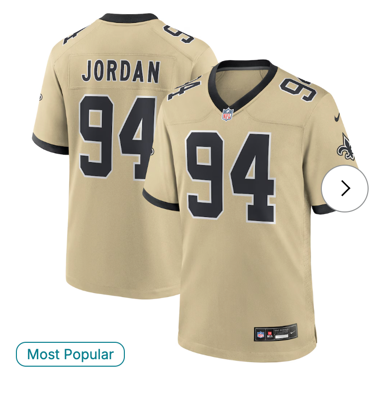 Cameron Jordan New Orleans Saints Nike Gameday Golds Alternate Game Player Jersey - Gold