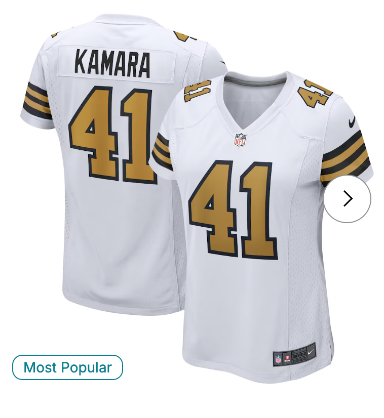 Alvin Kamara New Orleans Saints Nike Women's Alternate Game Player Jersey - White