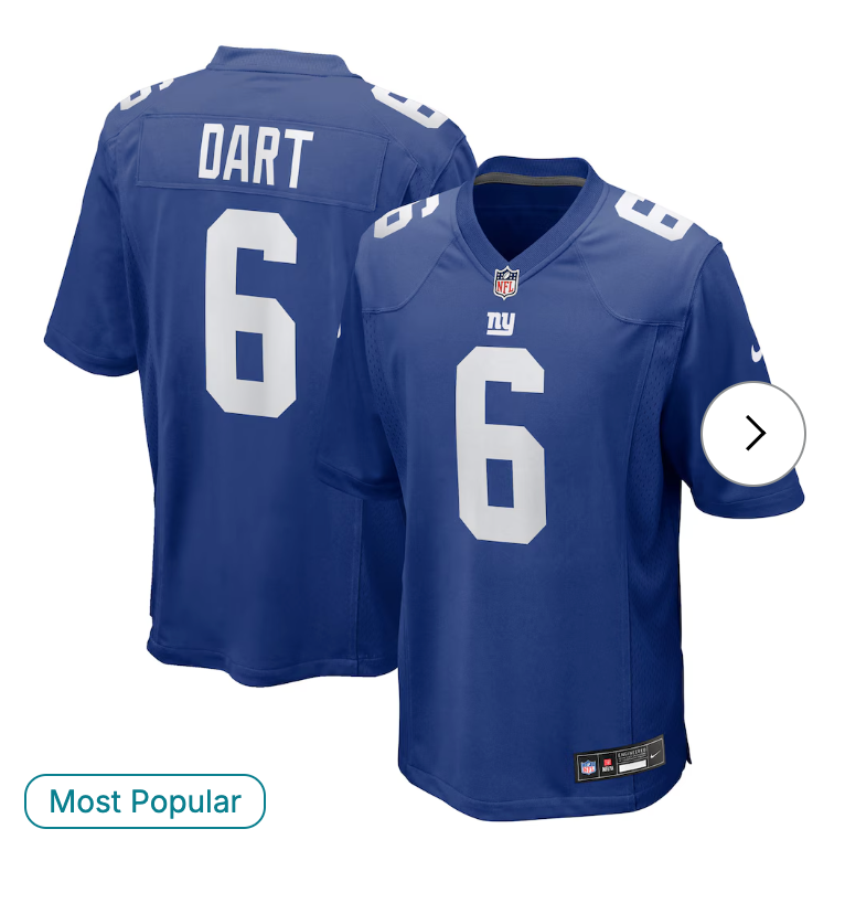 Jaxson Dart New York Giants Nike 2025 NFL Draft First Round Pick Game Jersey - Royal