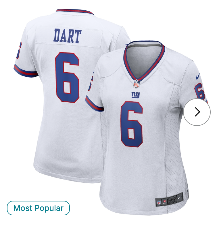 Jaxson Dart New York Giants Nike Women's Alternate Vintage White Game Jersey - White