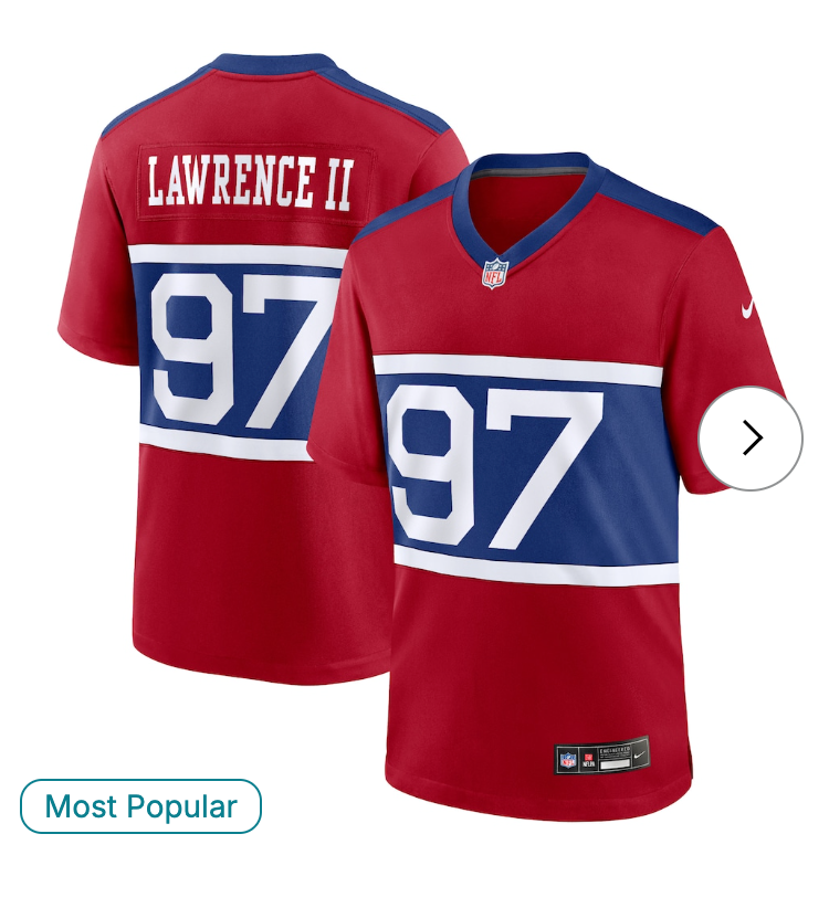 Dexter Lawrence II New York Giants Nike Alternate Player Game Jersey - Century Red
