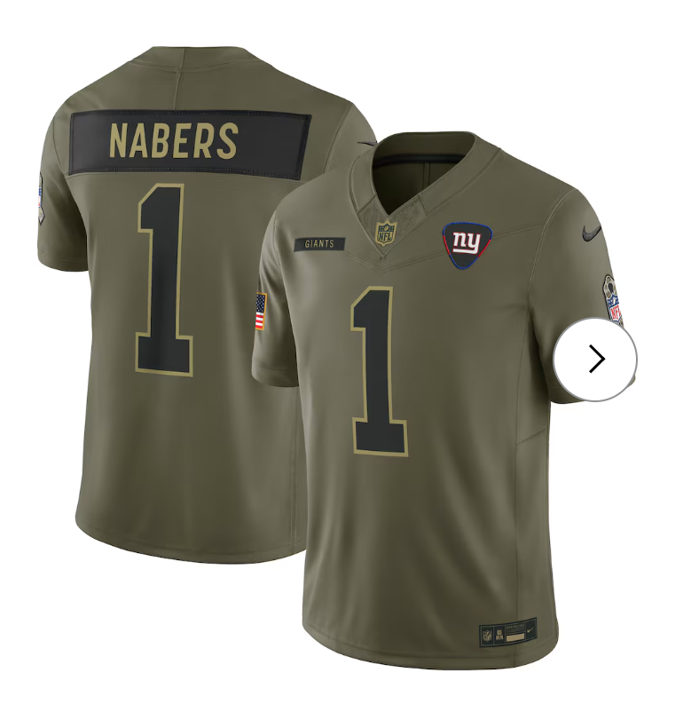 Malik Nabers New York Giants Nike 2025 Salute to Service Limited Jersey - Olive