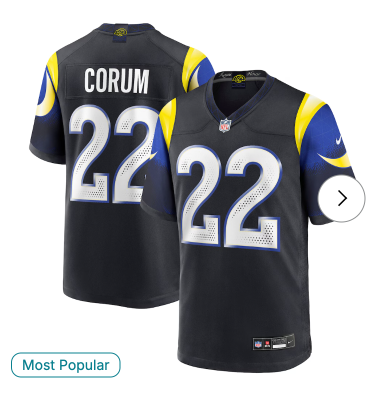 Blake Corum Los Angeles Rams Nike 2025 Rivalries Collection Game Jersey - Midnight Blue