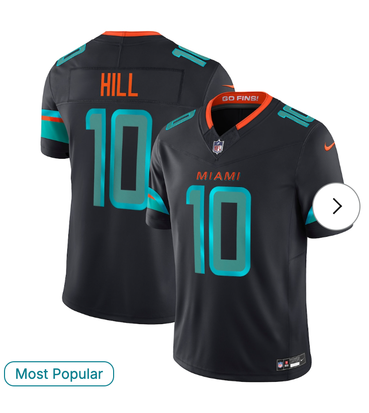 Tyreek Hill Miami Dolphins Nike 2025 Rivalries Collection Limited Jersey - Pitch Blue