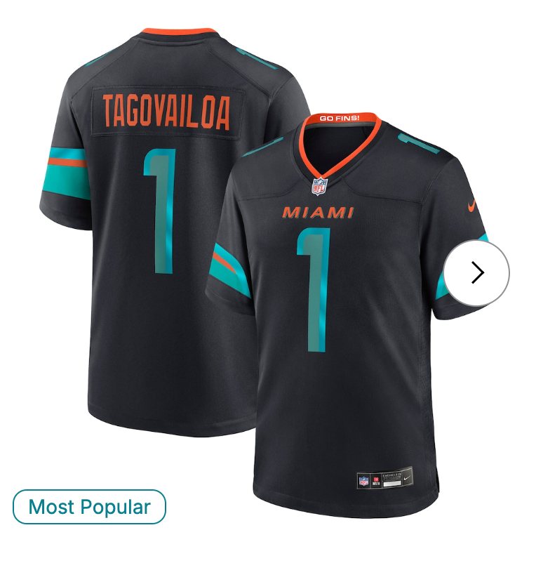 Tua Tagovailoa Miami Dolphins Nike 2025 Rivalries Collection Game Jersey - Pitch Blue