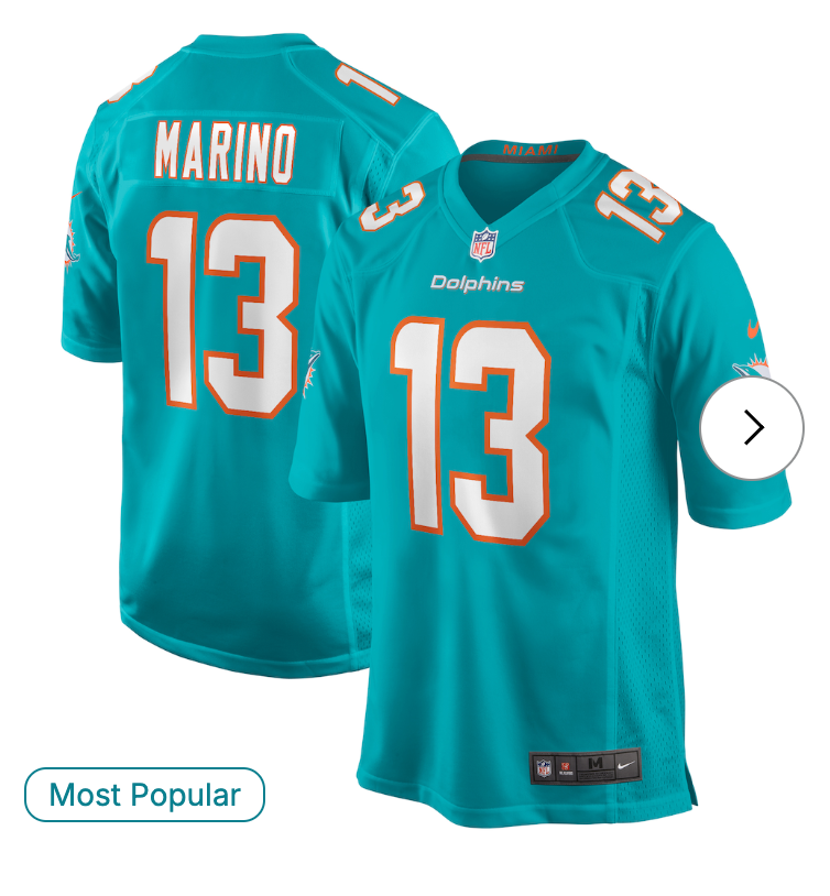 Dan Marino Miami Dolphins Nike Game Retired Player Jersey - Aqua