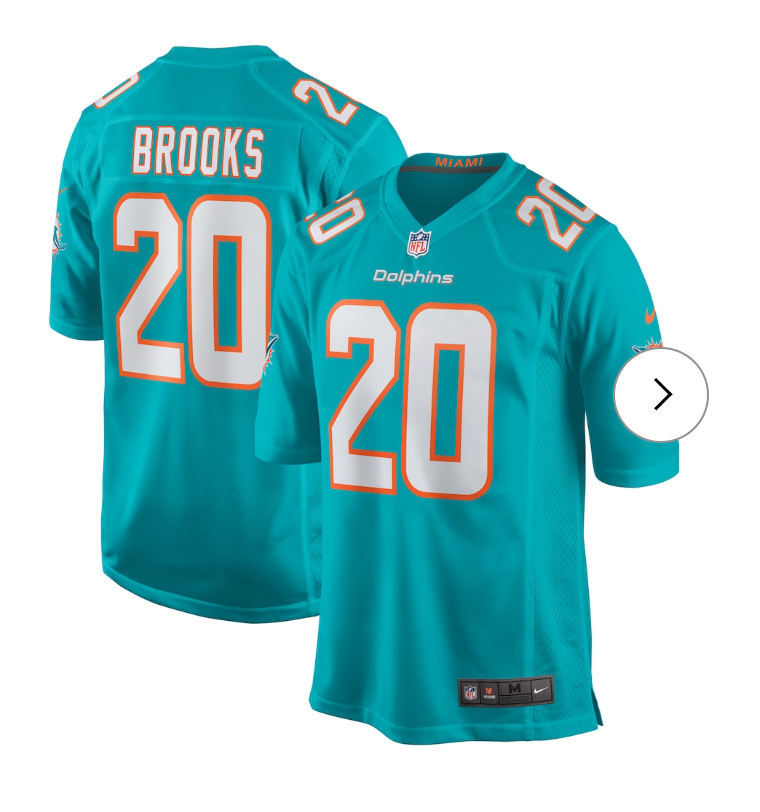 Jordyn Brooks Miami Dolphins Nike Game Jersey - Aqua