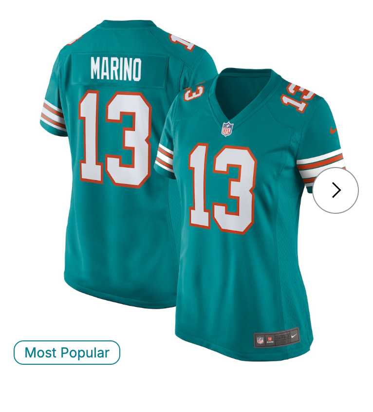 Dan Marino Miami Dolphins Nike Women's Retired Player Jersey - Aqua
