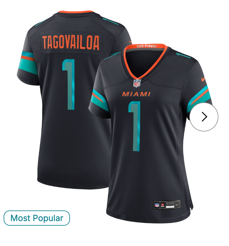 Tua Tagovailoa Miami Dolphins Nike Women's 2025 Rivalries Collection Game Jersey - Pitch Blue