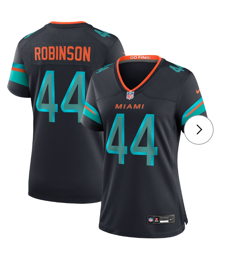 Chop Robinson Miami Dolphins Nike Women's 2025 Rivalries Collection Game Jersey - Pitch Blue