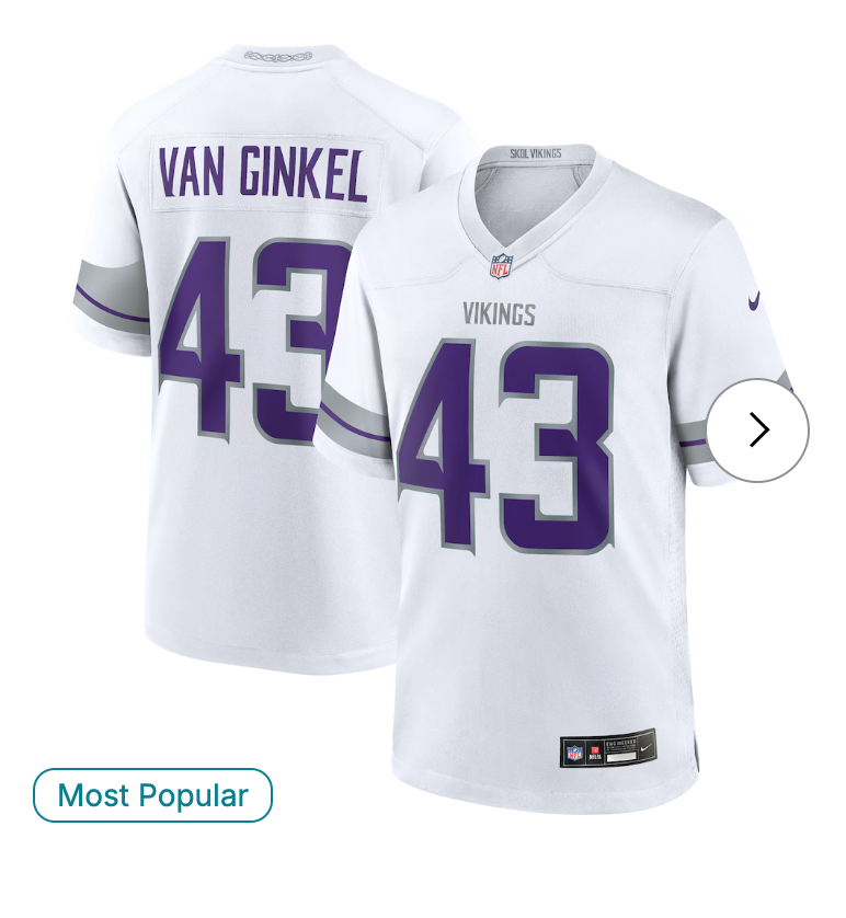 Andrew Van Ginkel Minnesota Vikings Nike Alternate Game Jersey - White
