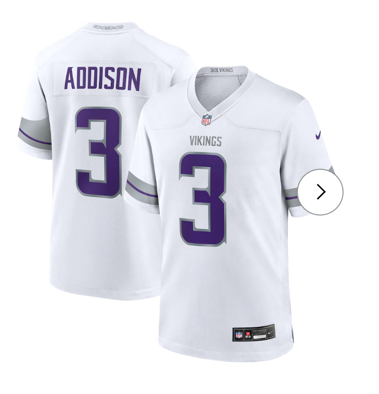 Jordan Addison Minnesota Vikings Nike Alternate Game Player Jersey - White