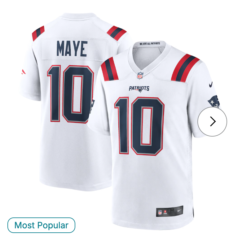 Drake Maye New England Patriots Nike Player Game Jersey - White