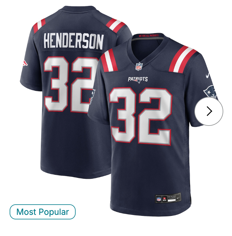 TreVeyon Henderson New England Patriots Nike 2025 NFL Draft Game Jersey - Navy