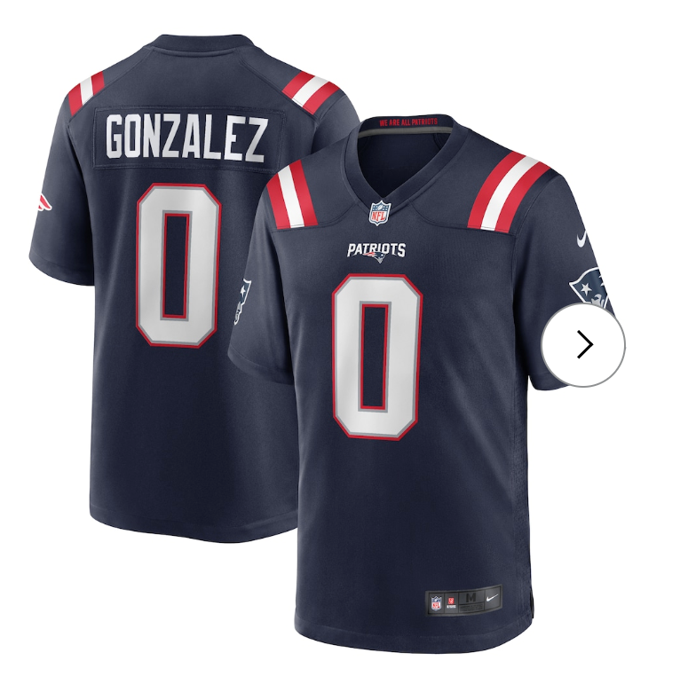 Christian Gonzalez New England Patriots Nike Team Game Jersey - Navy