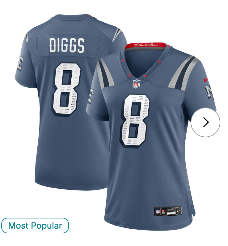 Stefon Diggs New England Patriots Nike Women's 2025 Rivalries Collection Game Jersey - Storm Blue