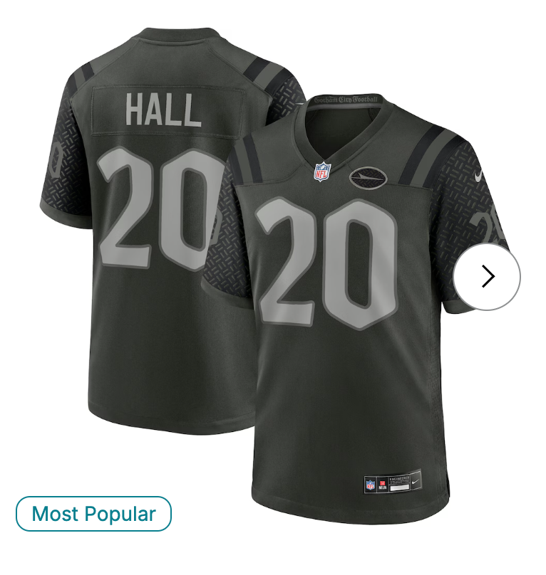 Breece Hall New York Jets Nike 2025 Rivalries Collection Game Jersey - Gotham Green